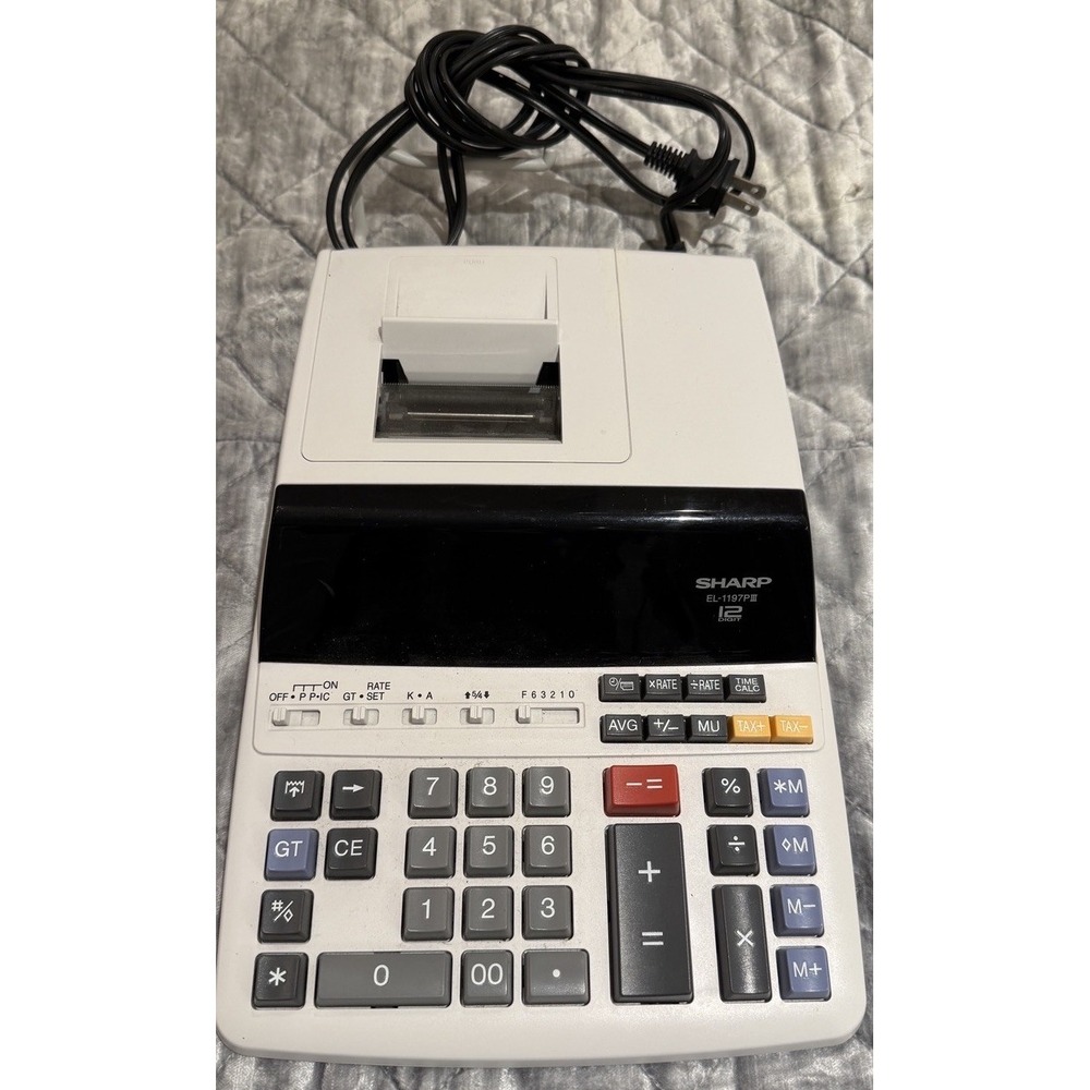 Sharp‎ EL-1197PIII 12 Digit Printing Calculator Adding Machine Untested Printer - Picture 2 of 8